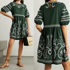 THE GREAT  The Peninsula Striped Dress in Forest Green size 0